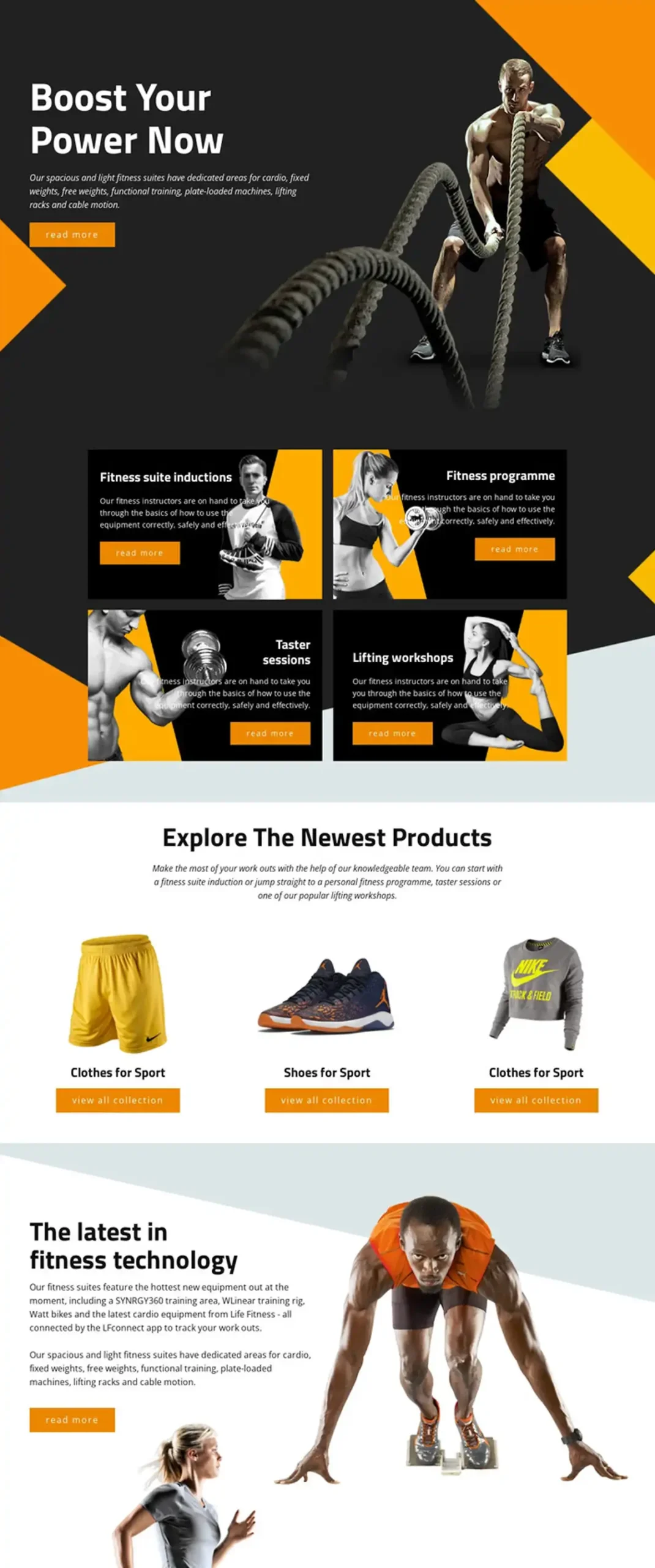 Screenshot of a fitness based web design